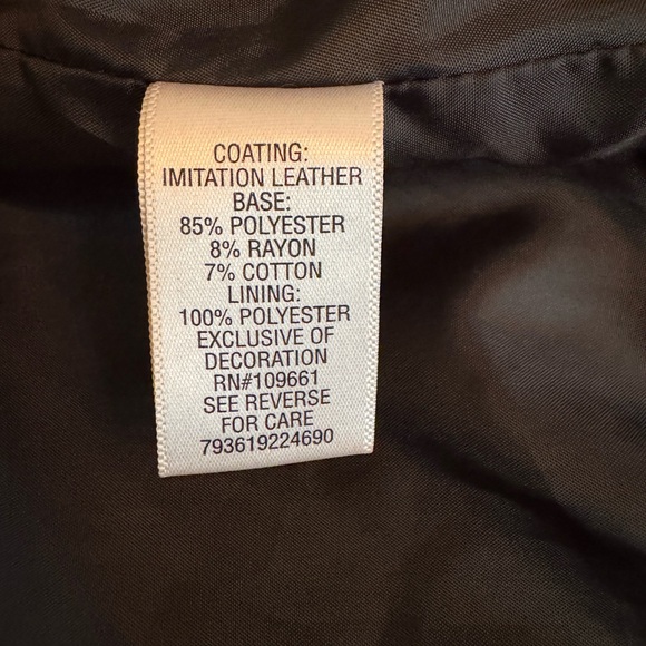 Candie's Black Faux Leather Moto Jacket with Floral Embroidery size L - Picture 4 of 7